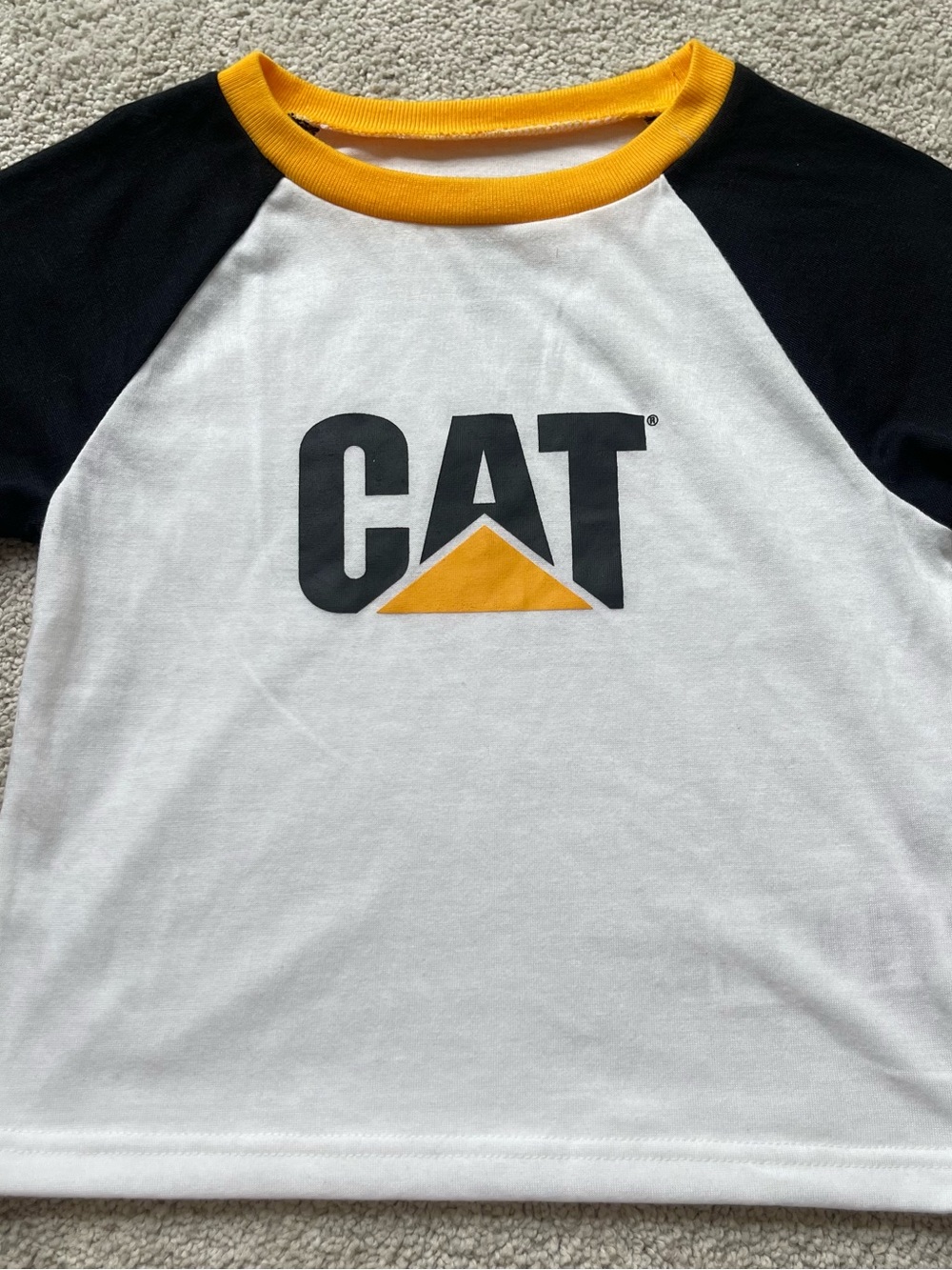 CAT Caterpillar Toddler 4T Raglan Logo Pajama Sleep Shirt NWT Yellow Black